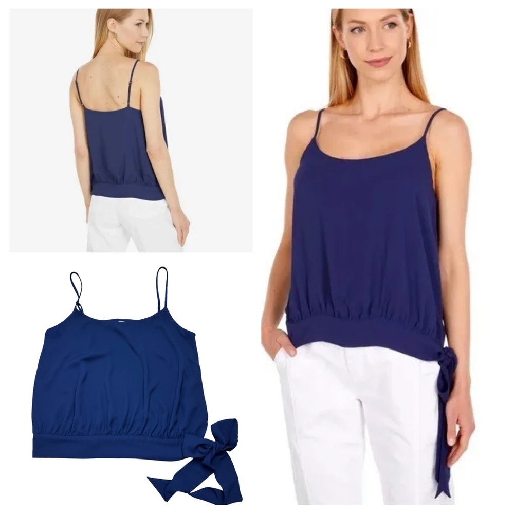 Lilly Pulitzer Ainsley Spaghetti Strap Side Sash Tie Top Size XS True Navy